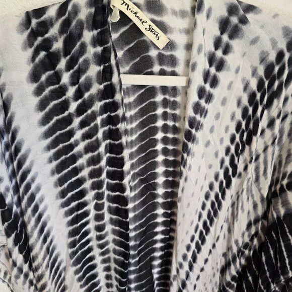 Michael Stars Black and White Dot Pattern OS Swim Cover Up Kimono - Picture 4 of 5